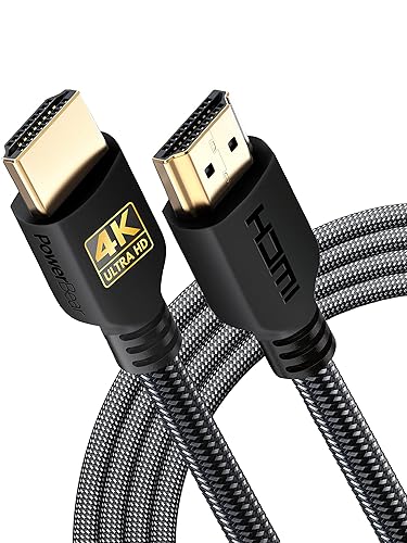 PowerBear 4K HDMI Cable 10 ft | High Speed Hdmi Cables, Braided Nylon & Gold Connectors, 4K @ 60Hz, Ultra HD, 2K, 1080P, ARC & CL3 Rated | for Laptop, Monitor, PS5, PS4, Xbox One, Fire TV, & More
